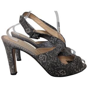 Kate Spade Leather Snakeskin Slingback Peep Toe Heels 9B Party Cocktail Club